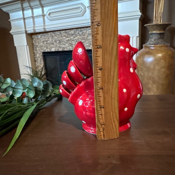 Temptations Red & White Polka Dots Rooster Chicken w/4 Measuring Spoons - Picture 7 of 7